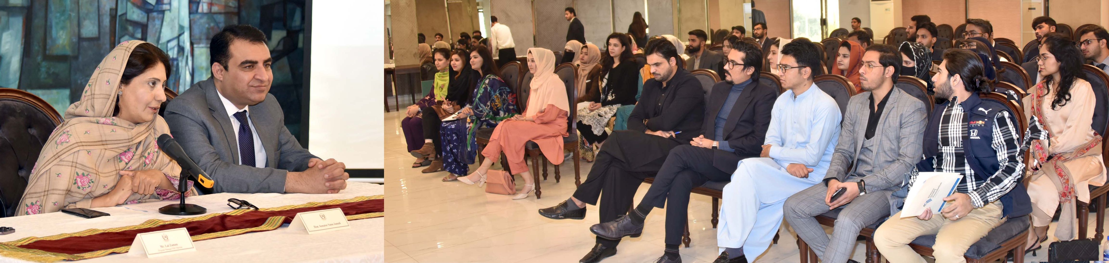 Senator Sana Jamali, Briefing the Group of Students from Various Universities of Pakistan Under Model Council of Common Interests (CCI) Project of The Hanns Seidel Foundation (HSF) about Working of Senate at Parliament House, Islamabad 