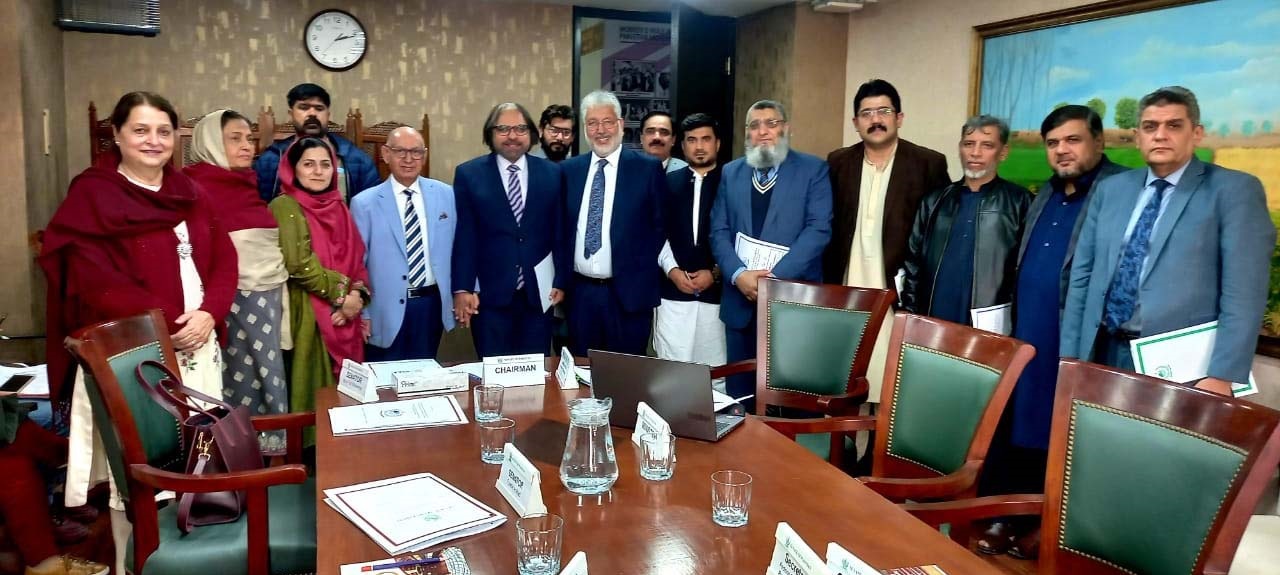 Senator Irfan-Ul-Haque Siddiqui, Chairman Senate Standing Committee on Federal Education & Professional Training Presiding over a Meeting of The Committee at Parliament House Islamabad