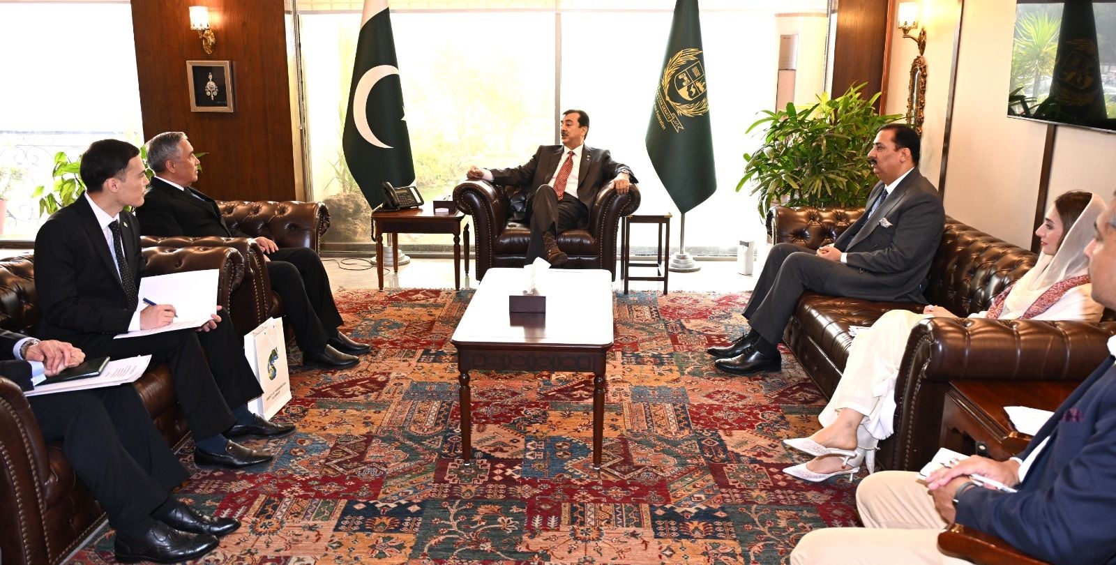 Chairman Senate, Syed Yousaf Raza Gilani in a meeting with H.E. Mr. Atadjan Movlamov, Ambassador of Turkmenistan at Parliament House, Islamabad 