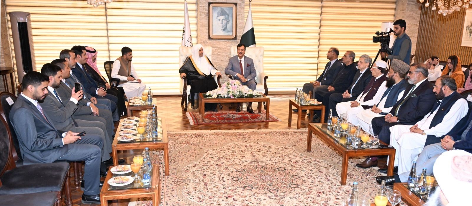 Chairman Senate Syed Yousaf Raza Gilani in a meeting with H.E. Dr. Mohammad bin Abdulkarim Al-Issa, Secretary-General of the Muslim World League (MWL) at Parliament House Islamabad