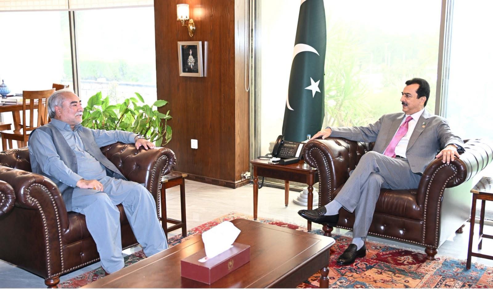 Chairman Senate, Syed Yousaf Raza Gilani in a Meeting with Speaker Gilgit-Baltistan Assembly, Imran Nadeem Shigri, at Parliament House, Islamabad