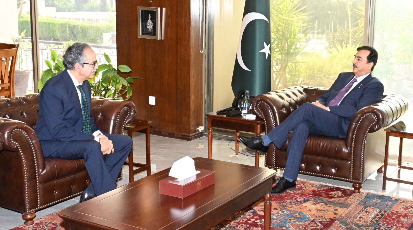 Secretary Foreign Affairs, Mr. Asim Iftikhar Ahmad calls on Chairman Senate, Syed Yousaf Raza Gilani at Parliament House Islamabad